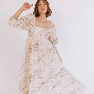 One Loved Babe-Elegant Floral Long Sleeve Dress